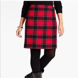 Size 2 plaid faux-wrap a-line wool skirt